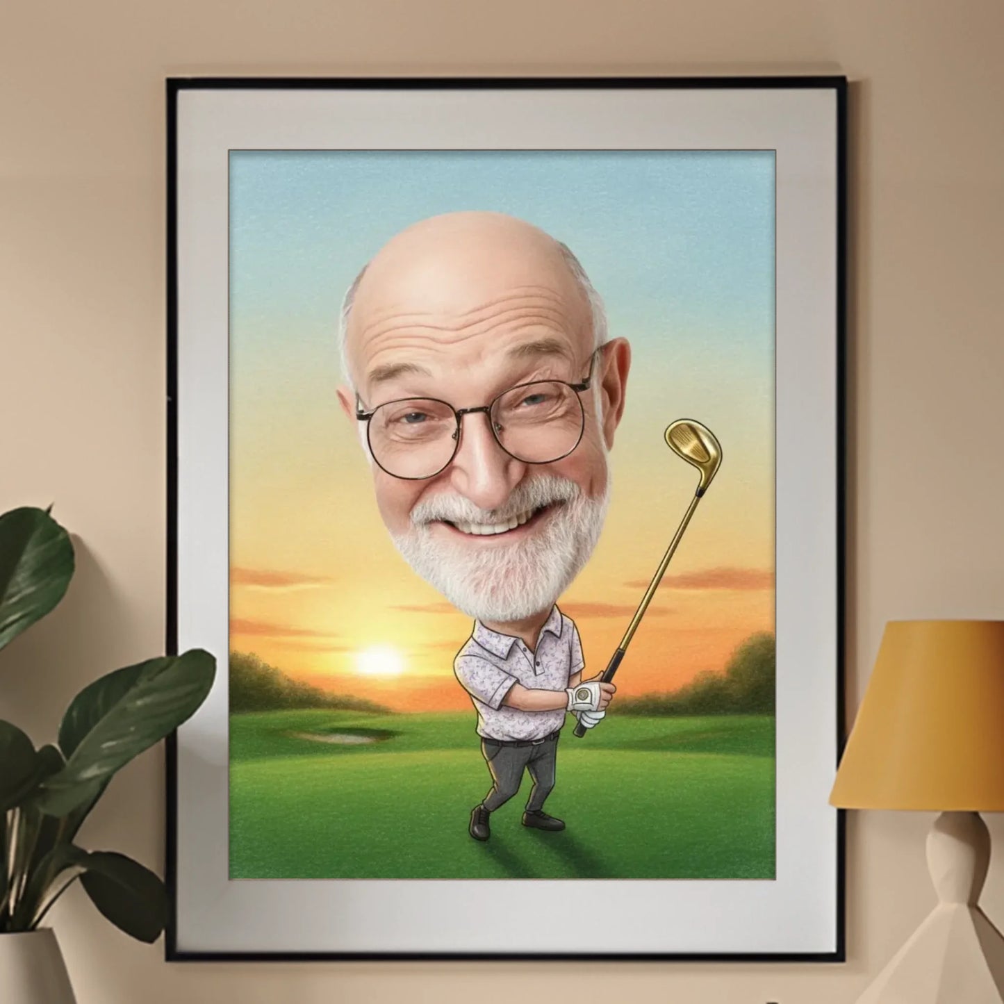 Dziadek Golfista - Karykatura ze zdjęcia