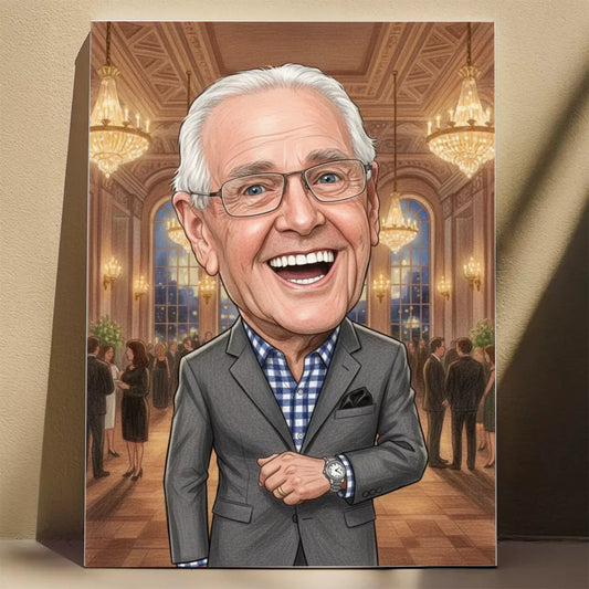 Wieczorowa Elegancja Dziadek - Karykatura ze zdjęcia