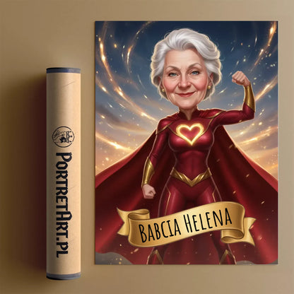Super Babcia - Karykatura ze zdjęcia