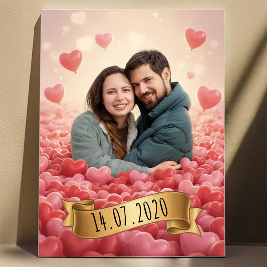 W Kąpieli z Serduszek 3D - Karykatura ze zdjęcia