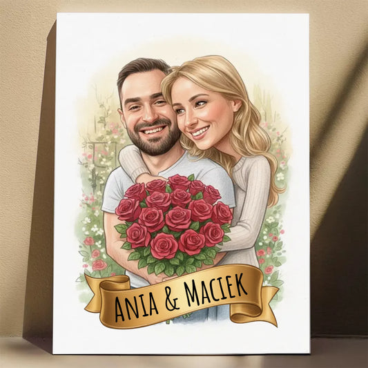 Z Wiązanką Róż - Karykatura ze zdjęcia