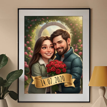 Z Wiązanką Róż 3D - Karykatura ze zdjęcia