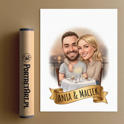 Romantyczna Scena - Karykatura ze zdjęcia