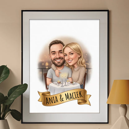 Romantyczna Scena - Karykatura ze zdjęcia