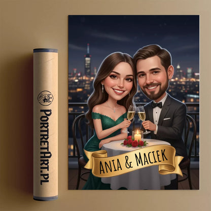 Romantyczna Scena 3D - Karykatura ze zdjęcia