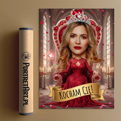 Królowa Kier w Pałacu Miłości - Karykatura ze zdjęcia