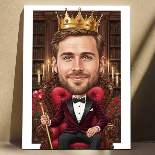 Król na Mahoniowym Tronie - Karykatura ze zdjęcia