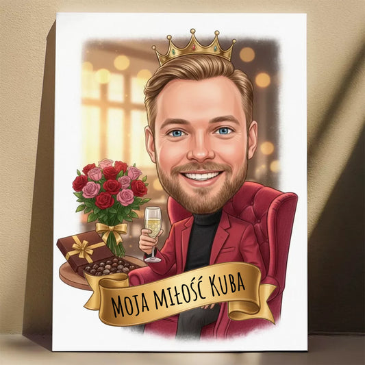 Degustator w Czerwonej Marynarce - Karykatura ze zdjęcia