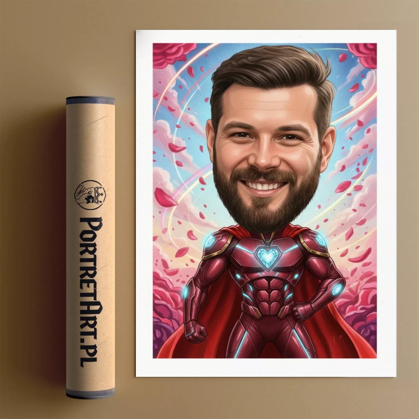 Karmazynowy Superbohater - Karykatura ze zdjęcia