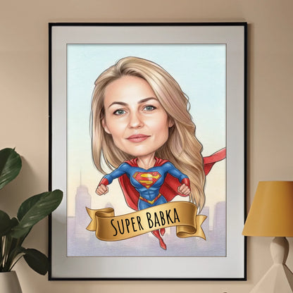 Super Kobieta - Karykatura ze zdjęcia