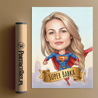 Super Kobieta - Karykatura ze zdjęcia