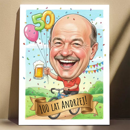 Urodziny Rowerzysty #1 - Karykatura ze zdjęcia