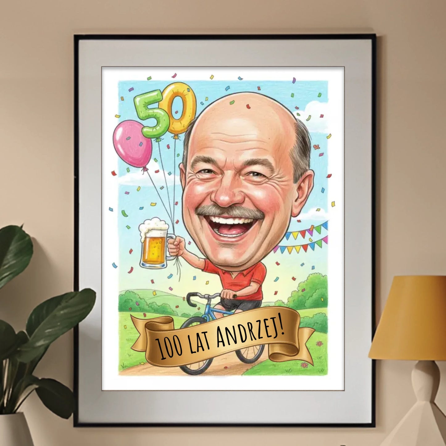 Urodziny Rowerzysty #1 - Karykatura ze zdjęcia
