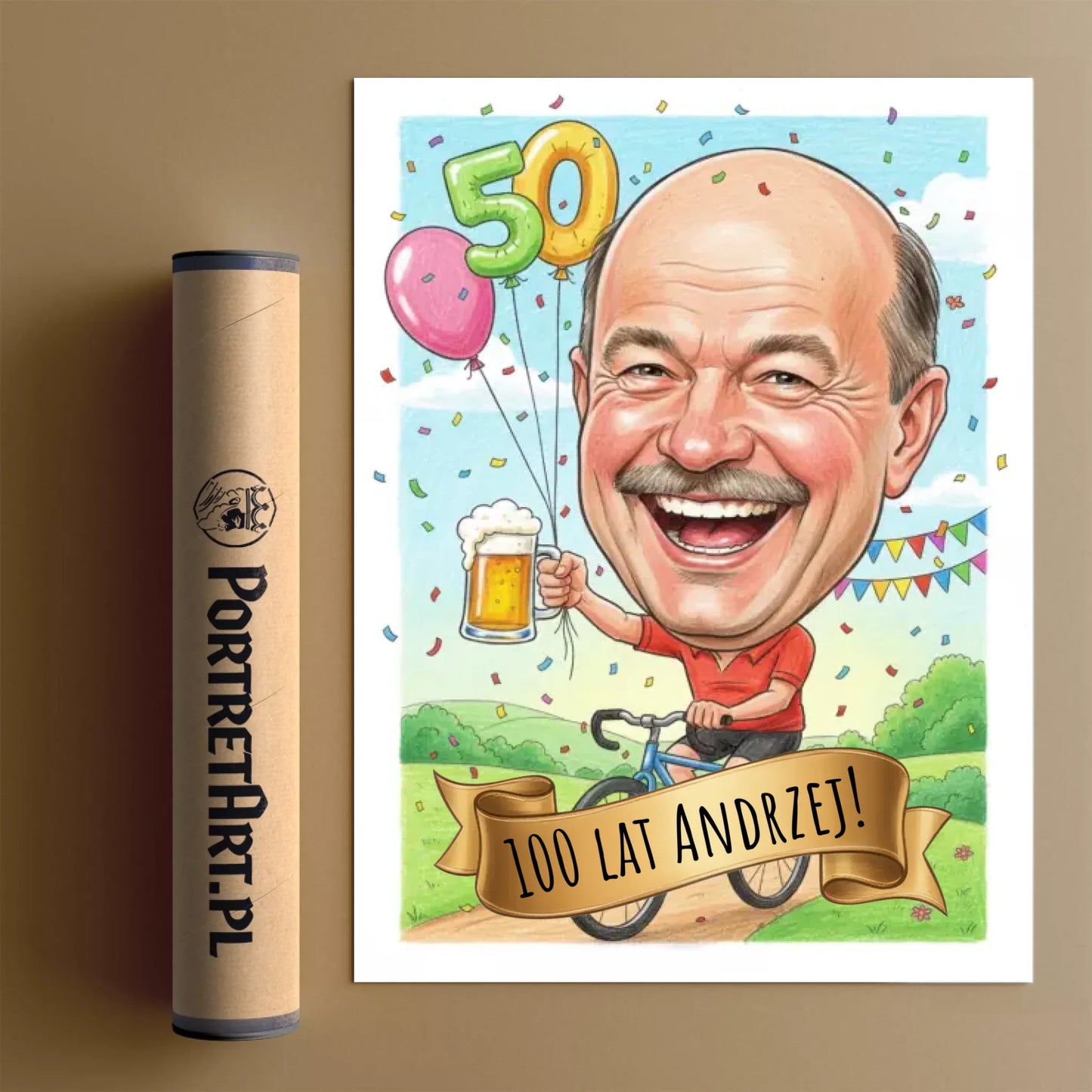 Urodziny Rowerzysty #1 - Karykatura ze zdjęcia