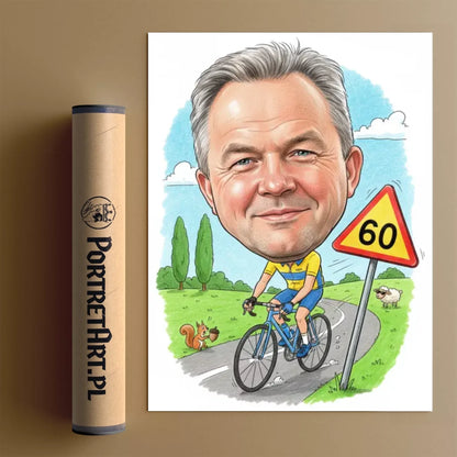 Urodziny Rowerzysty #2 - Karykatura ze zdjęcia