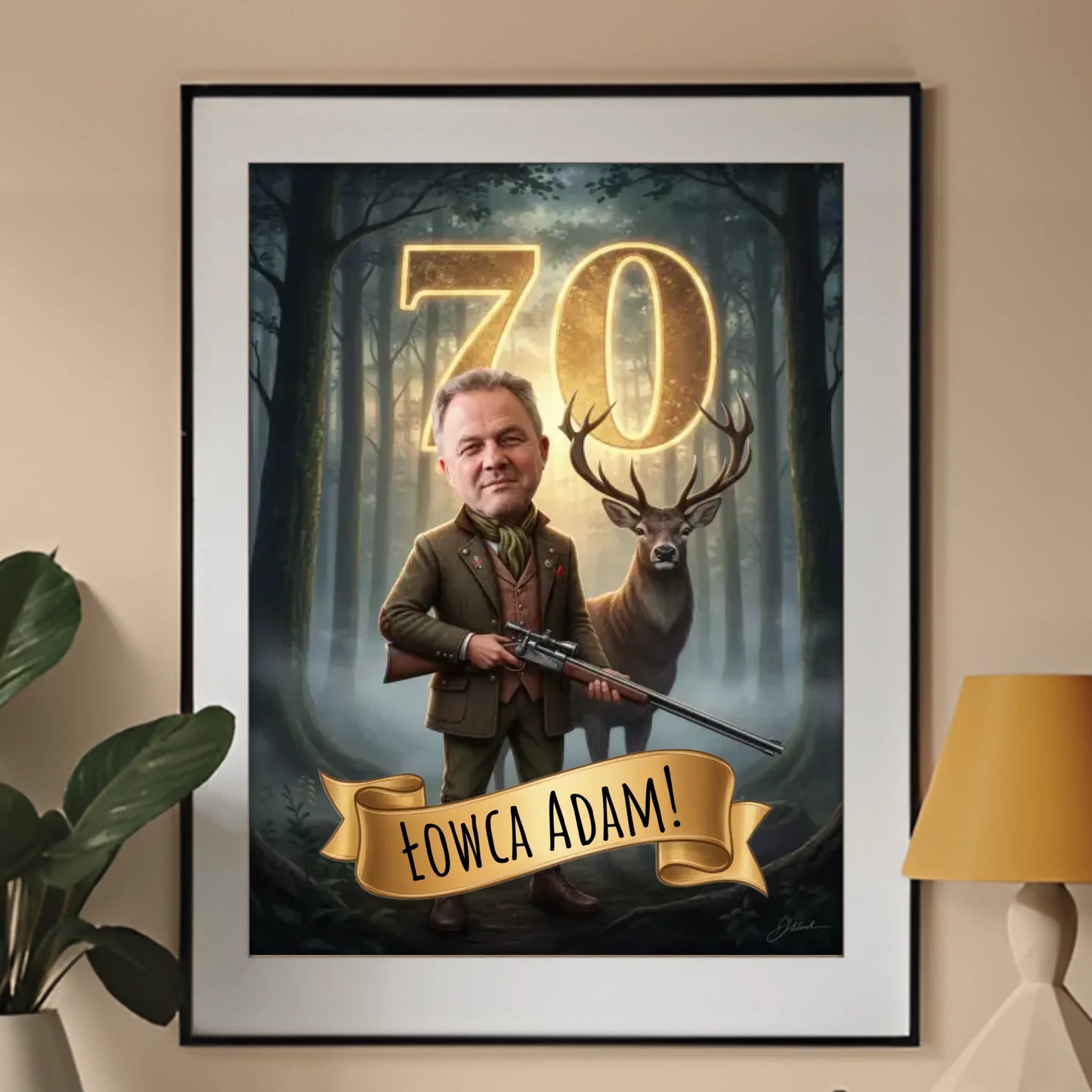 Urodziny Myśliwego - Karykatura ze zdjęcia