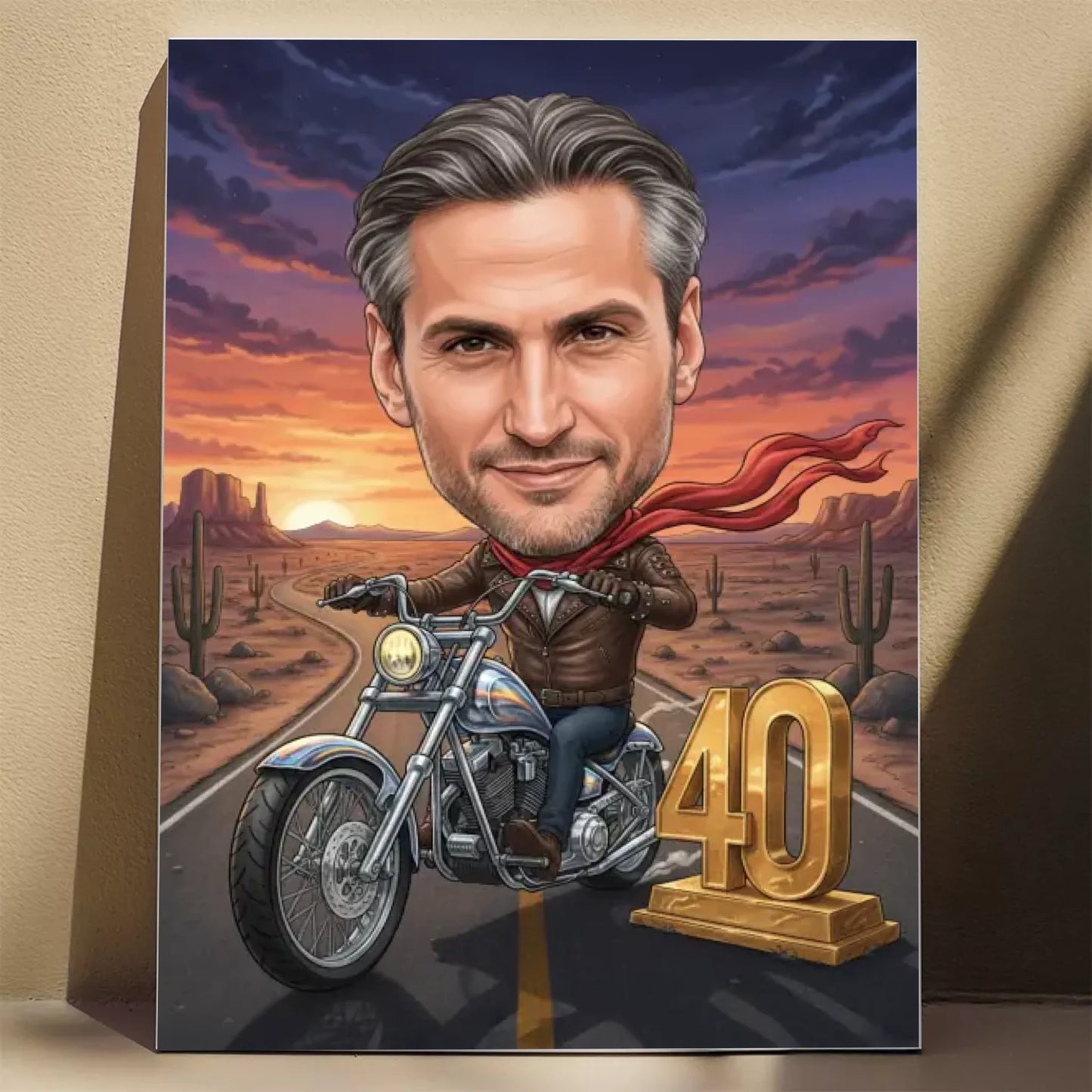 Motocyklista Urodziny #1 - Karykatura ze zdjęcia