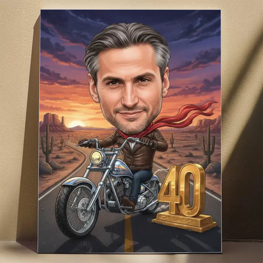 Motocyklista Urodziny #1 - Karykatura ze zdjęcia