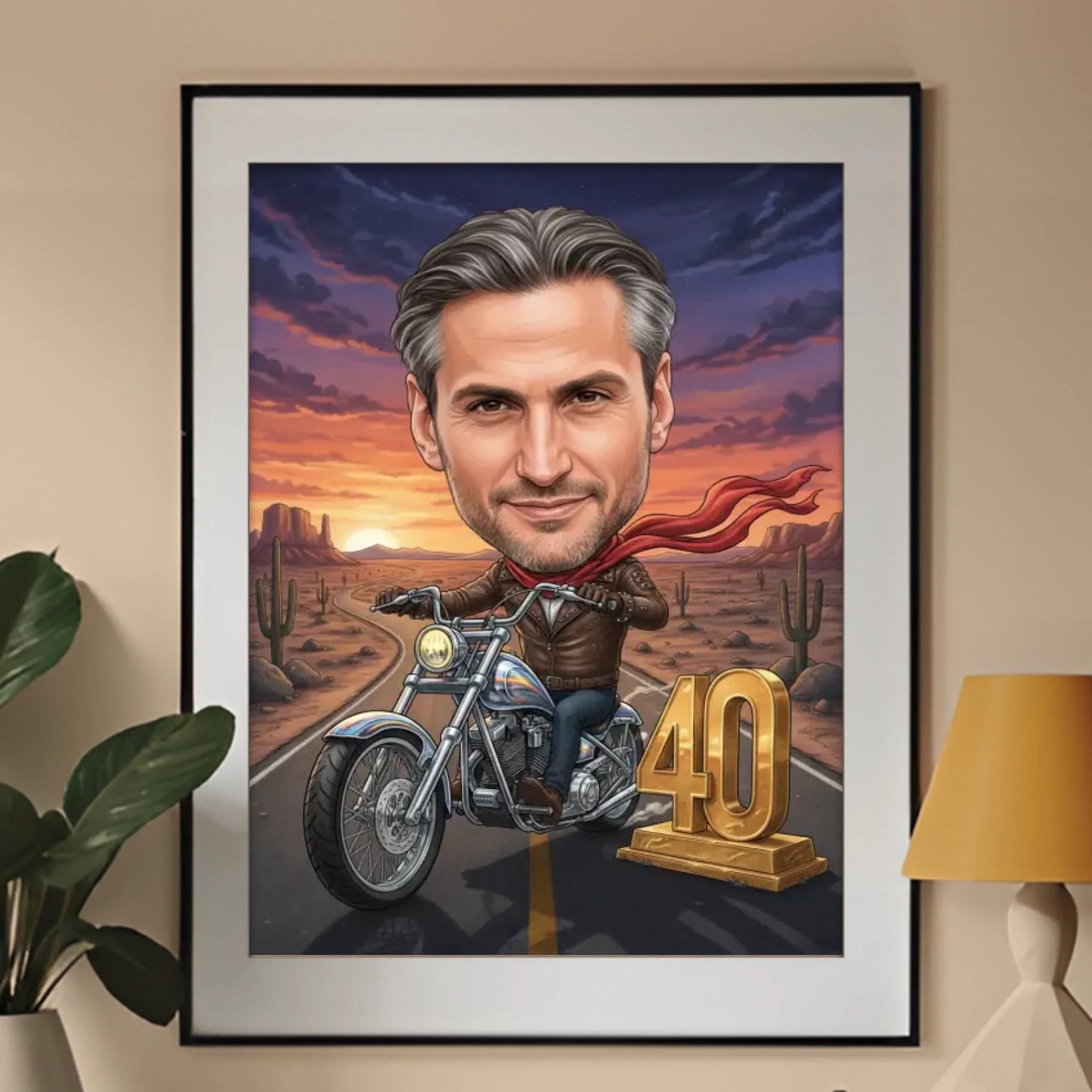 Motocyklista Urodziny #1 - Karykatura ze zdjęcia