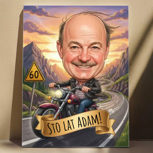Motocyklista Urodziny #2 - Karykatura ze zdjęcia