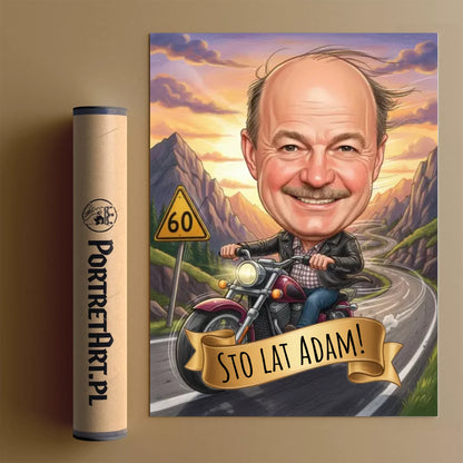 Motocyklista Urodziny #2 - Karykatura ze zdjęcia