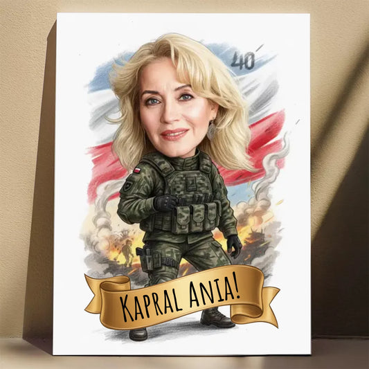 Urodziny Żołnierki - Karykatura ze zdjęcia