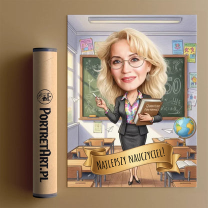 Urodziny Nauczycielki - Karykatura ze zdjęcia