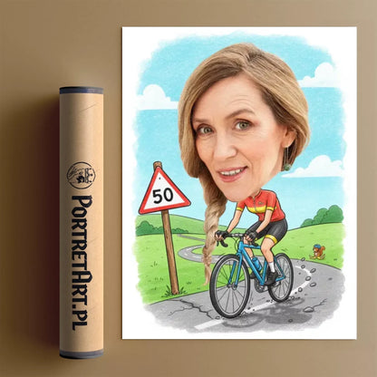 Urodziny Rowerzystki #2 - Karykatura ze zdjęcia
