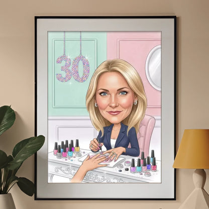 Urodziny Stylistki Paznokci - Karykatura ze zdjęcia