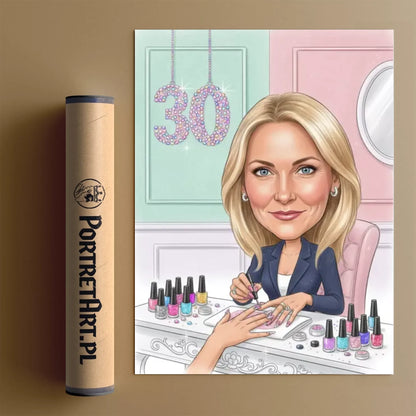 Urodziny Stylistki Paznokci - Karykatura ze zdjęcia