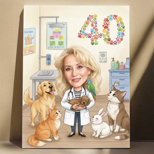 Urodziny Weterynarki - Karykatura ze zdjęcia
