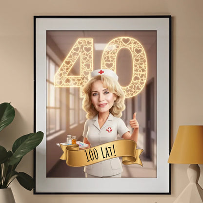 Urodziny Pielegniarki - Karykatura ze zdjęcia