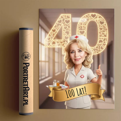 Urodziny Pielegniarki - Karykatura ze zdjęcia