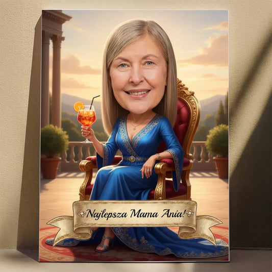 Krolowa z Aperolem 3D - Karykatura ze zdjęcia