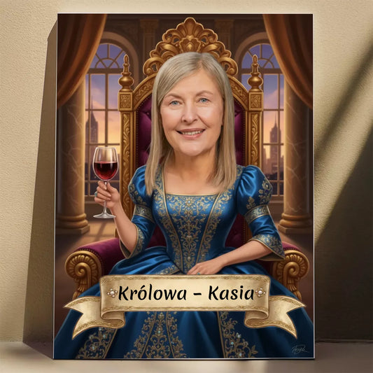 Królowa z Winem 3D - Karykatura ze zdjęcia