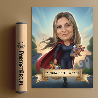 Mama SuperHero PRO - Karykatura ze zdjęcia