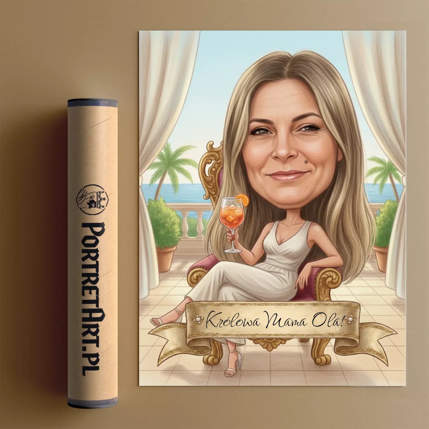 Krolowa z Aperolem - Karykatura ze zdjęcia