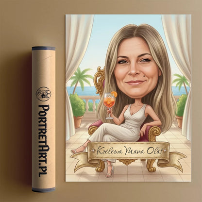 Krolowa z Aperolem - Karykatura ze zdjęcia