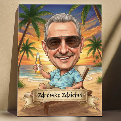 Tata Król Wakacji - Karykatura ze zdjęcia