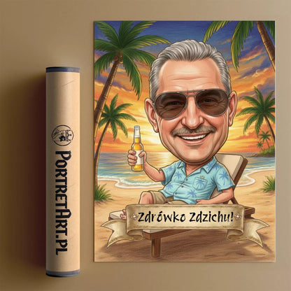 Tata Król Wakacji - Karykatura ze zdjęcia