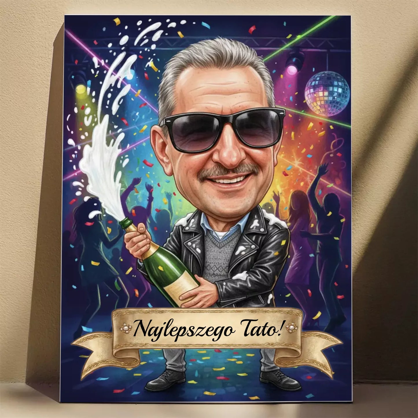 Tata król imprezy - Karykatura ze zdjęcia