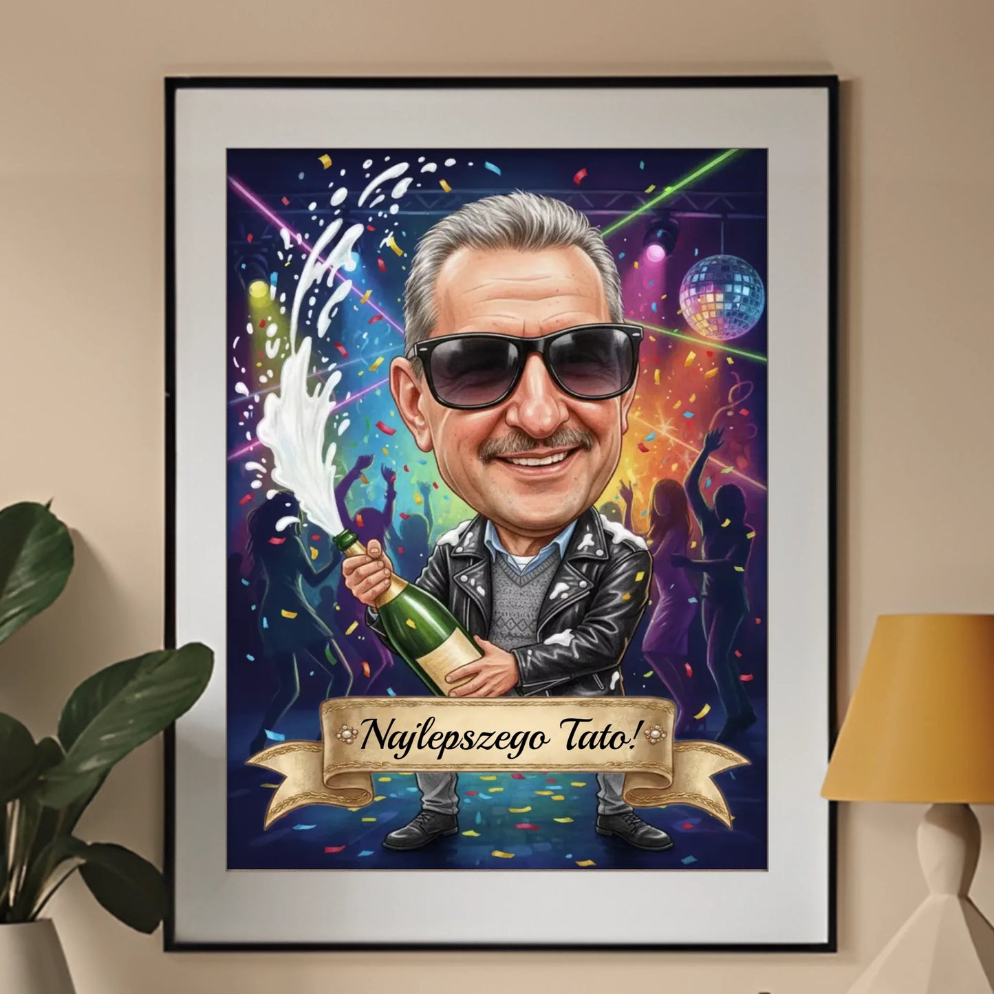 Tata król imprezy - Karykatura ze zdjęcia