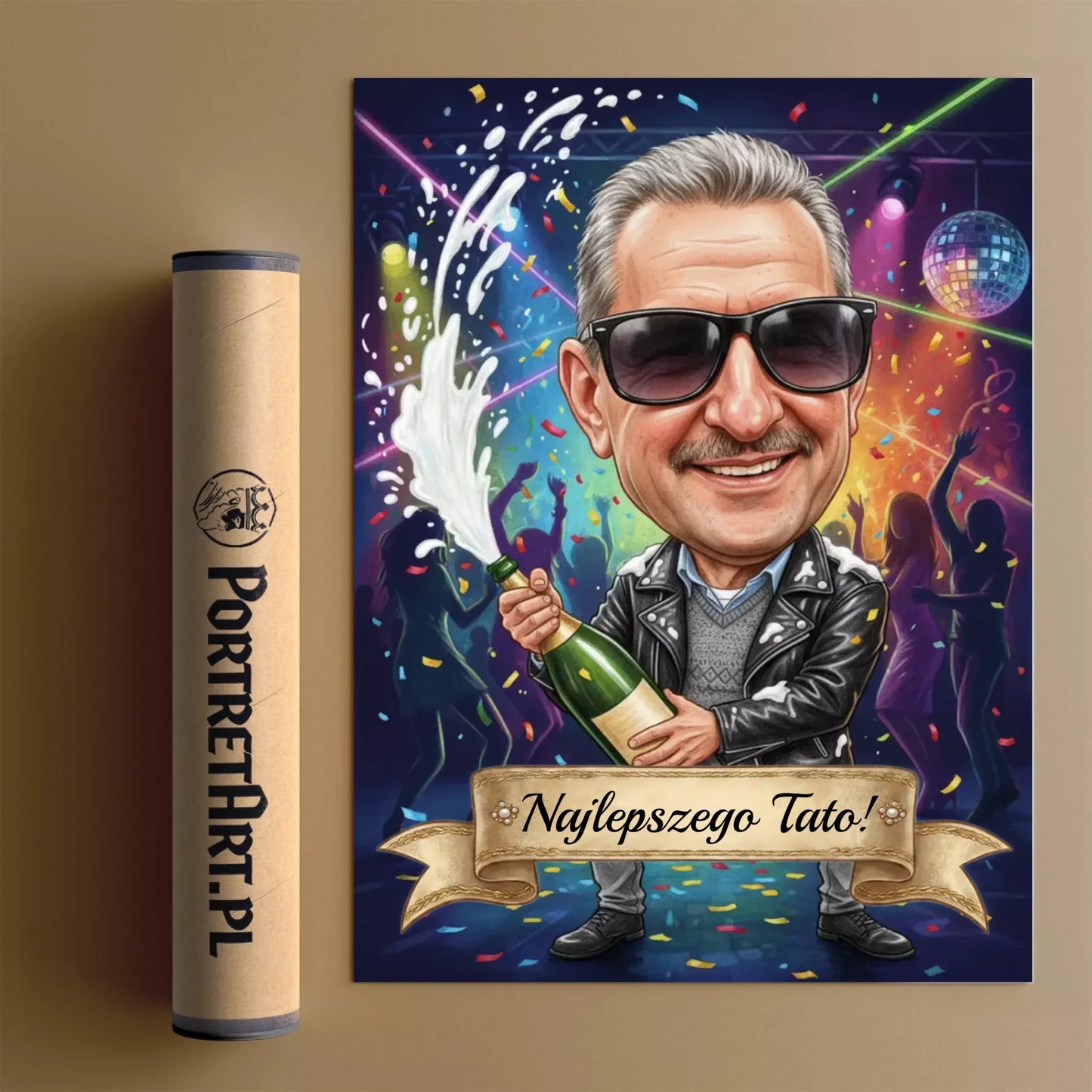 Tata król imprezy - Karykatura ze zdjęcia