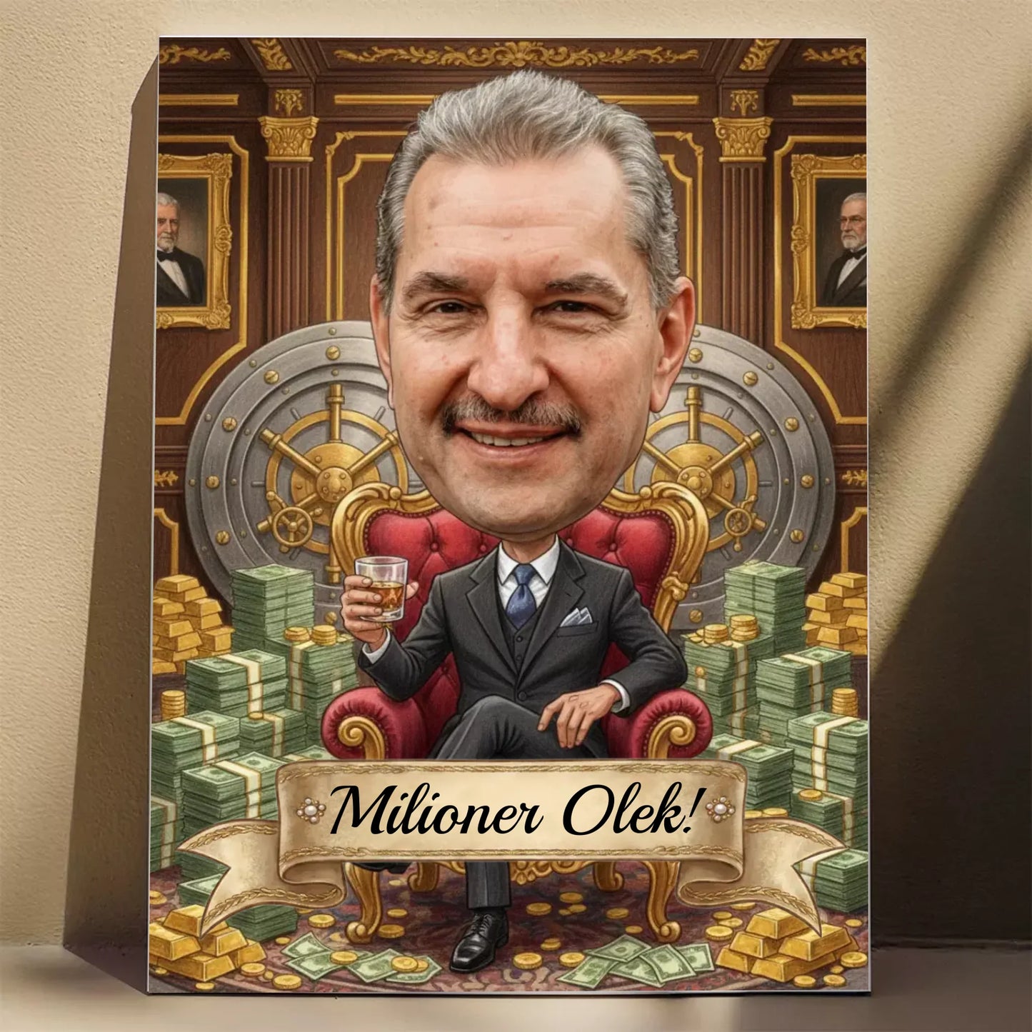 Milioner z drinkiem - Karykatura ze zdjęcia