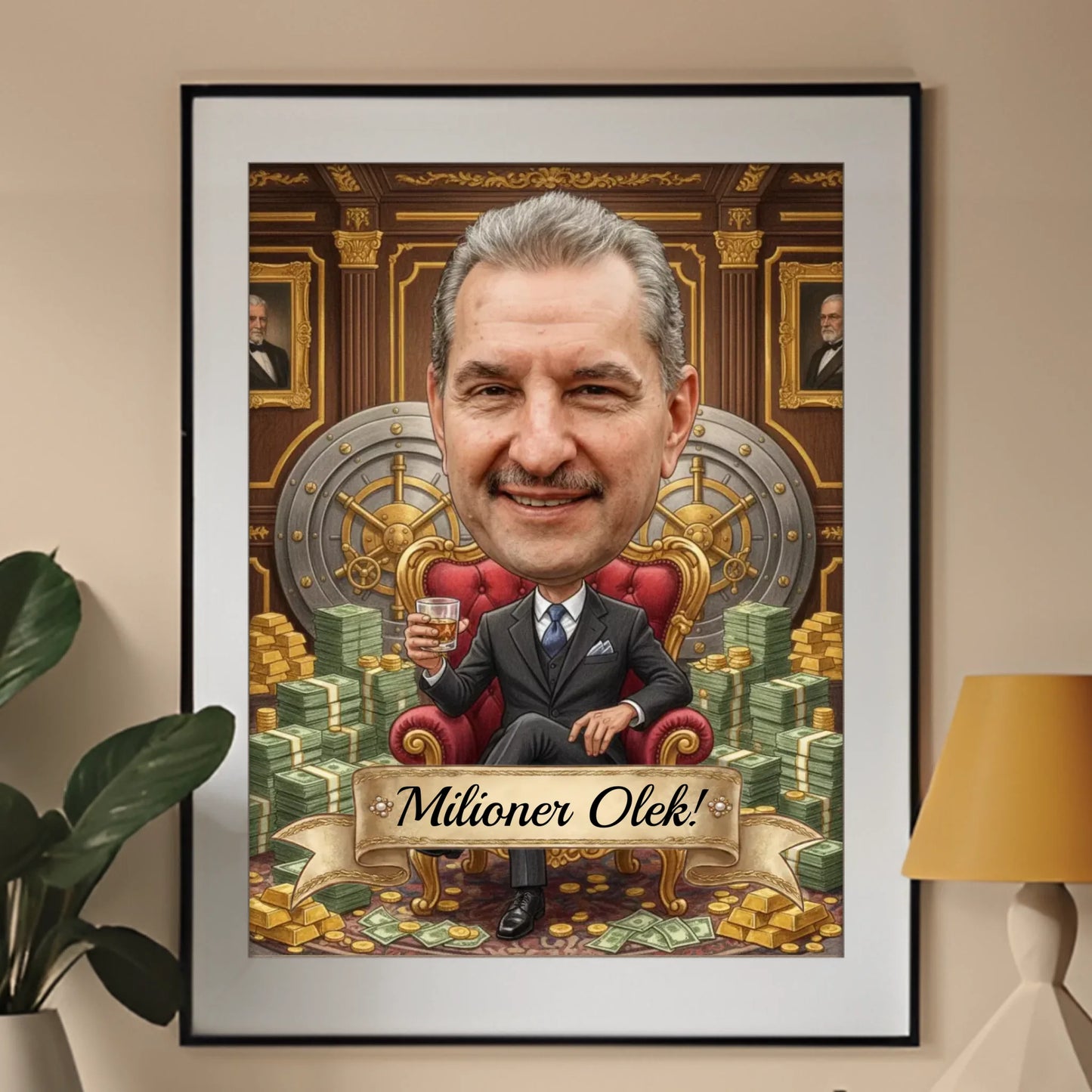 Milioner z drinkiem - Karykatura ze zdjęcia