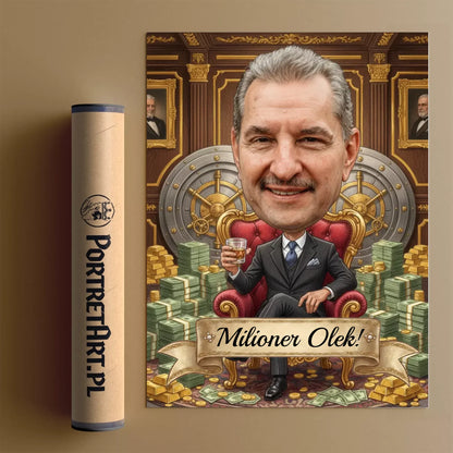 Milioner z drinkiem - Karykatura ze zdjęcia