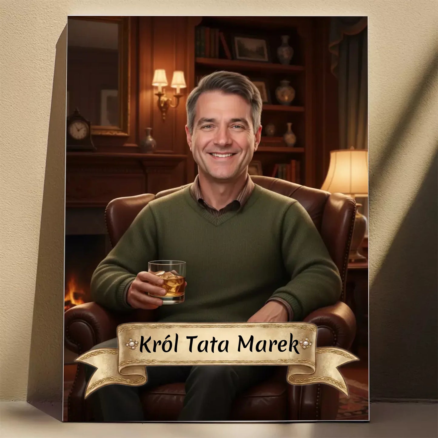 Gentleman w fotelu drinkiem - Karykatura ze zdjęcia