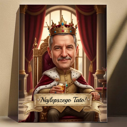 Król na tronie z drinkiem - Karykatura ze zdjęcia
