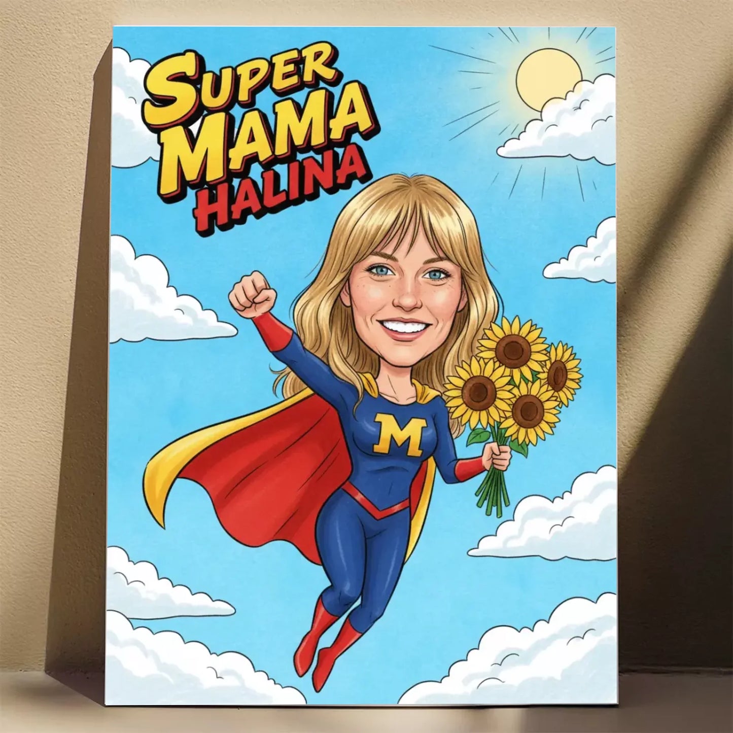 Dzień Mamy - Superbohaterka - Karykatura ze zdjęcia