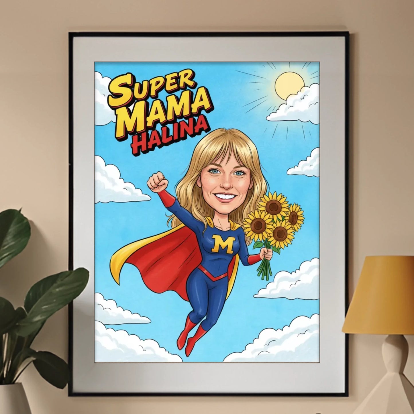 Dzień Mamy - Superbohaterka - Karykatura ze zdjęcia